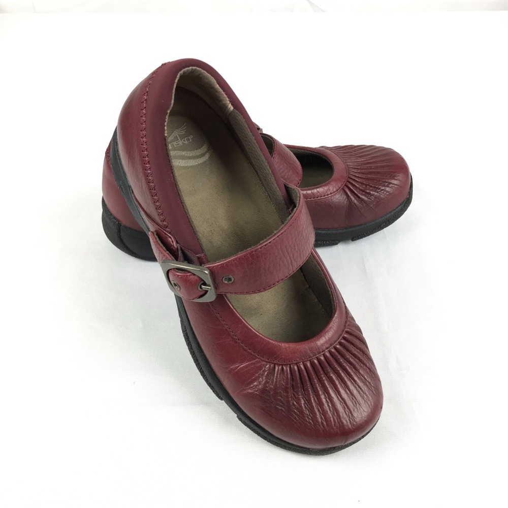 Dansko Burgundy Kitty Clog Mary Jane Buckle Shoes